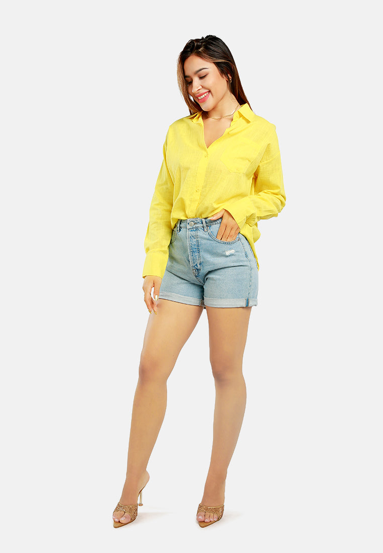 basic cotton collared shirt#color_bright-yellow