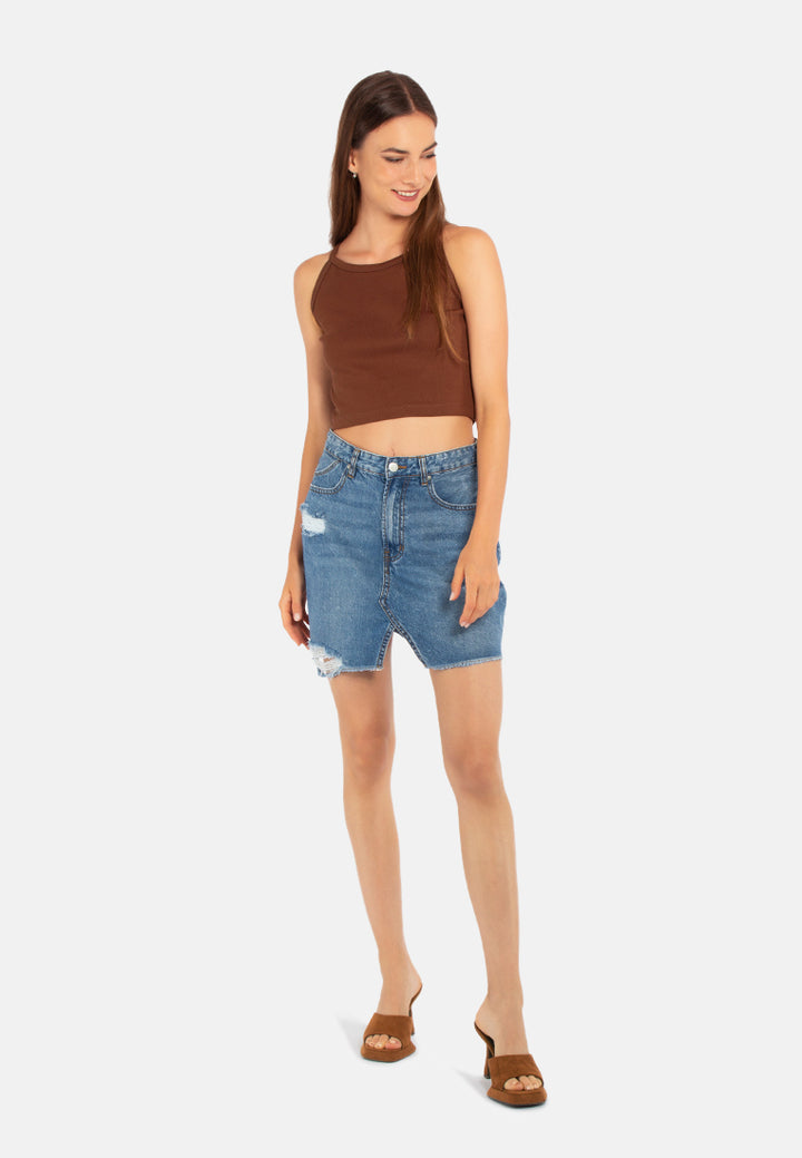 basic halter crop top#color_brown