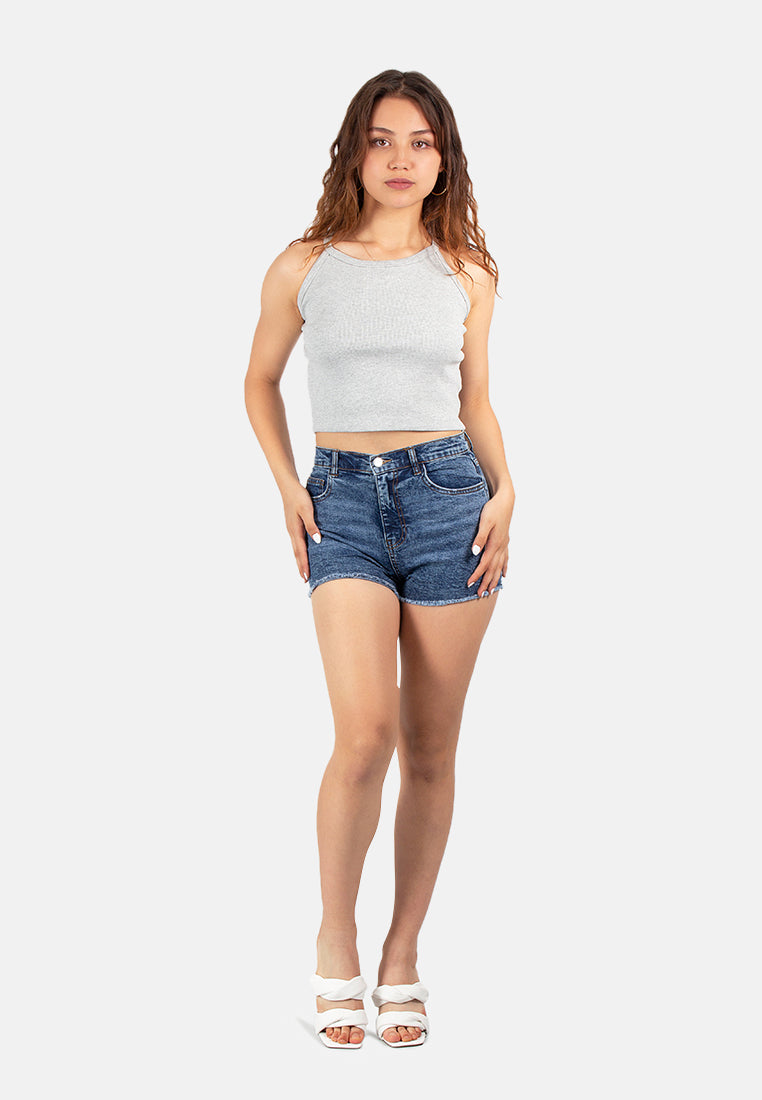 basic halter crop top#color_grey