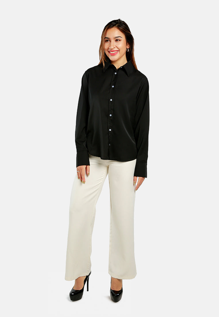 basic long sleeved collared shirt#color_black