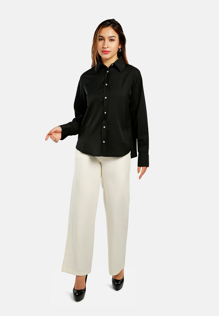 basic long sleeved collared shirt#color_black