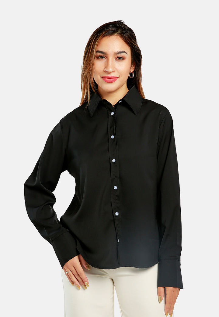 basic long sleeved collared shirt#color_black