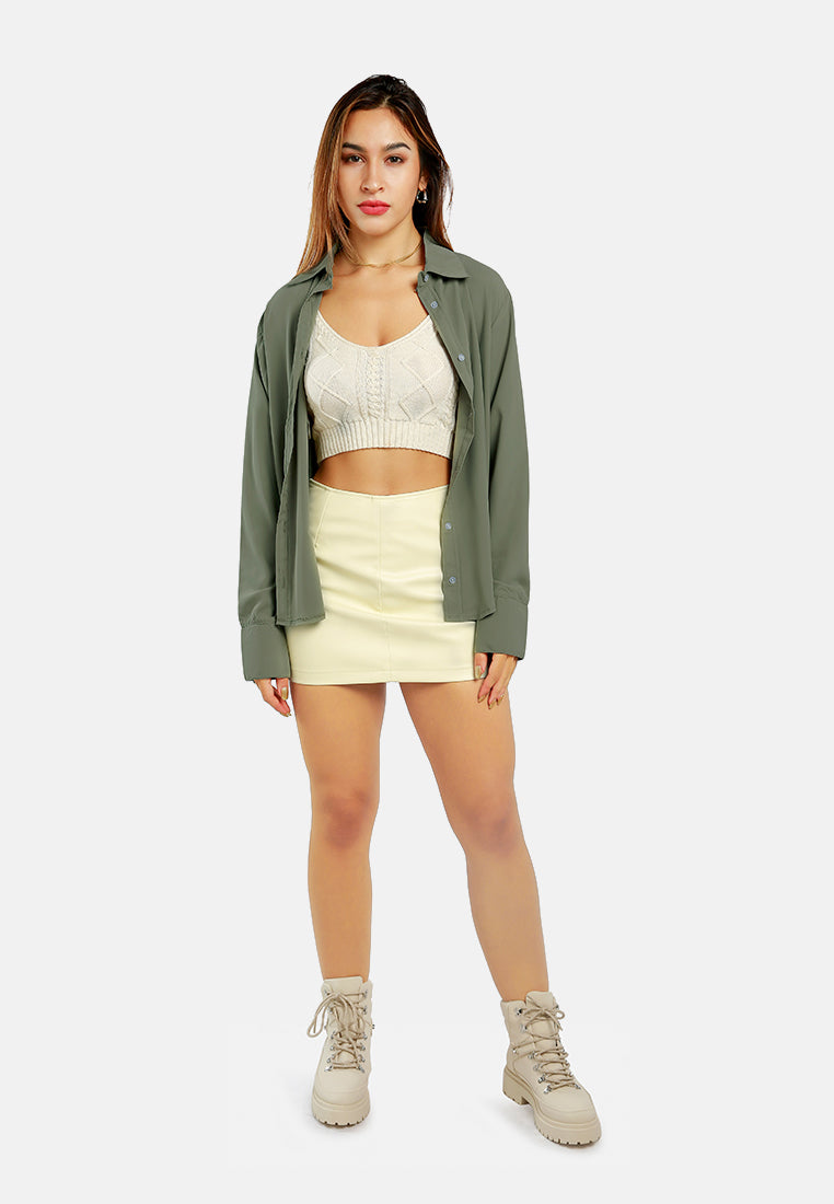 basic long sleeved collared shirt#color_sage green