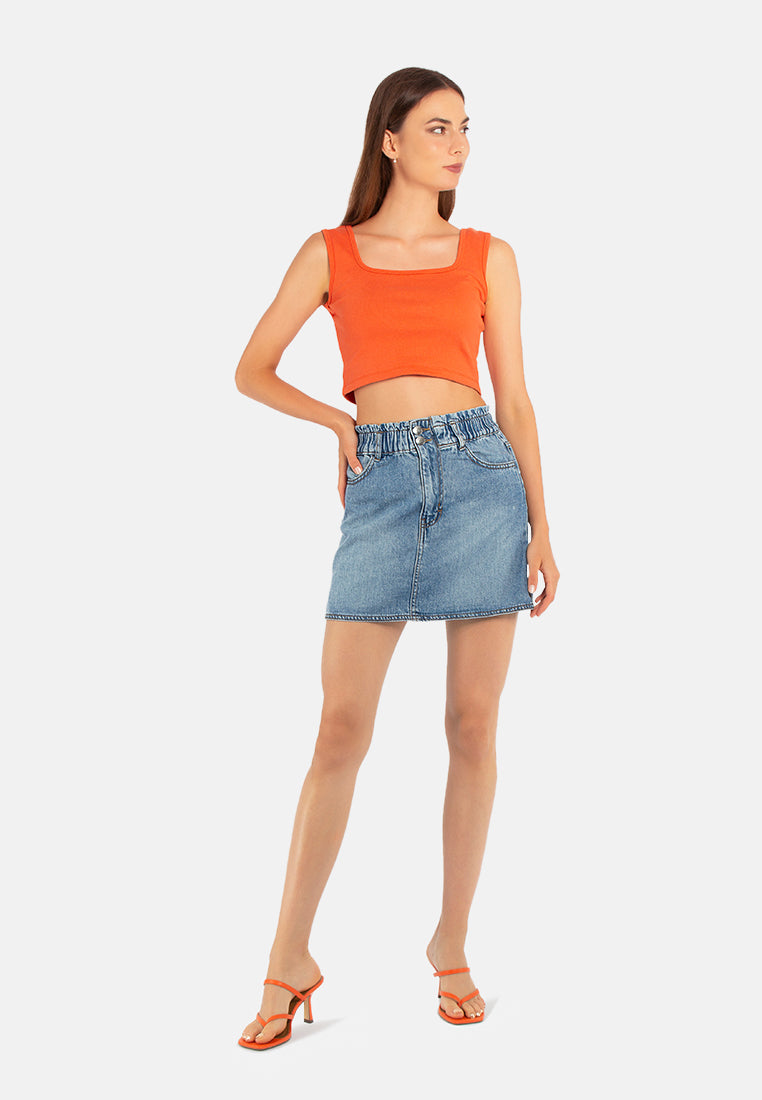 basic sleeveless crop top#color_orange