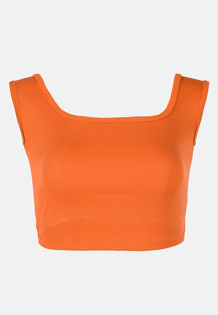 basic sleeveless crop top#color_orange