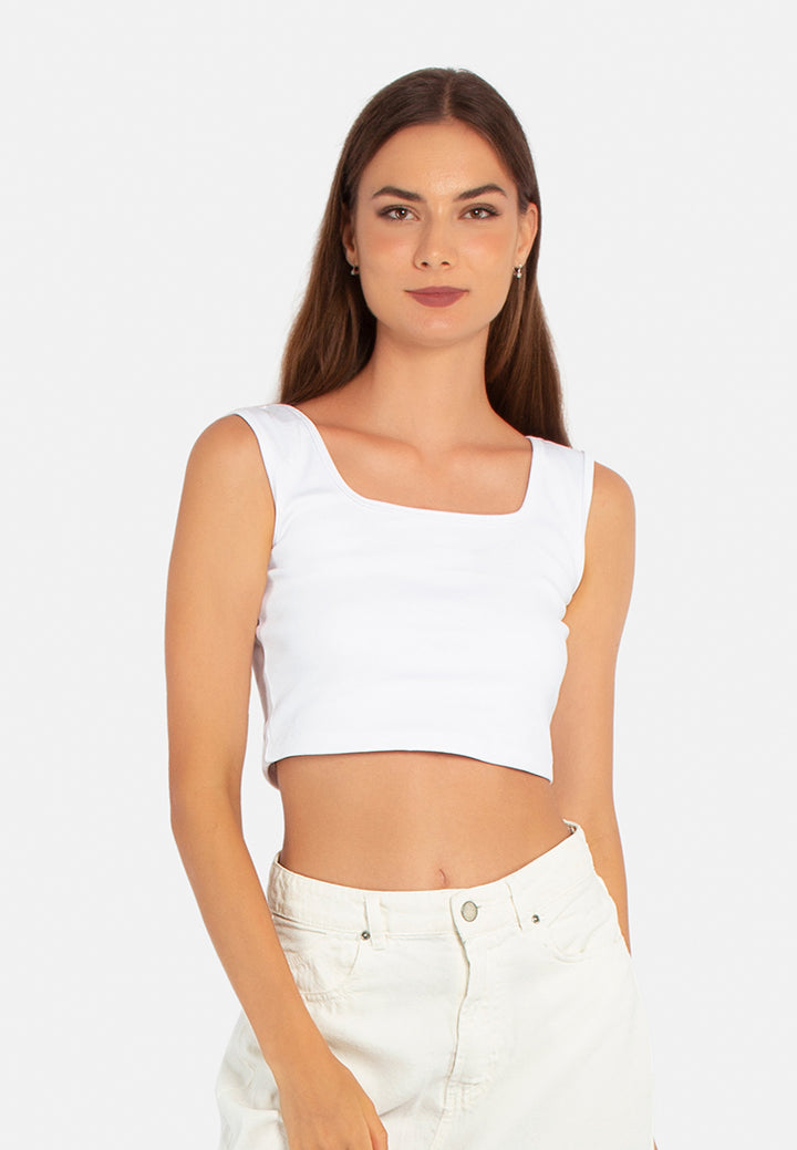 basic sleeveless crop top#color_white