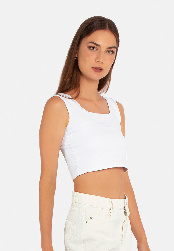 basic sleeveless crop top#color_white