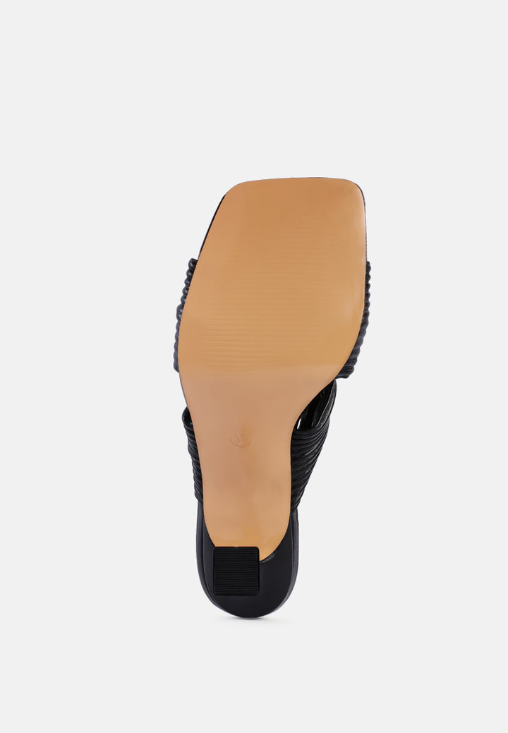 battle ex corss pleated strap slip on sandals by ruw#color_black