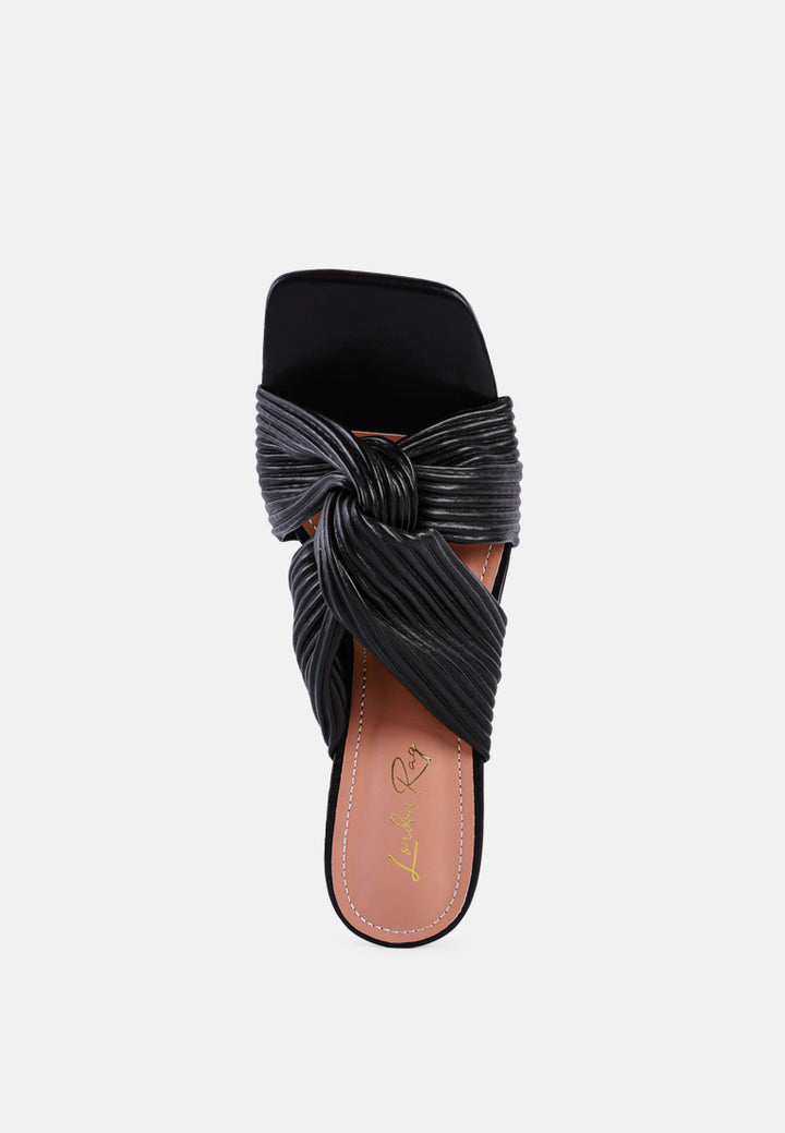 battle ex corss pleated strap slip on sandals by ruw#color_black