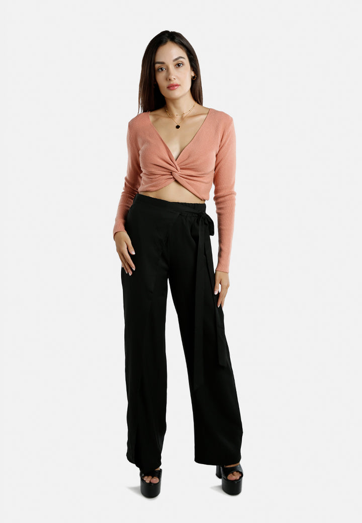 belted tie wide leg pants by ruw#color_black