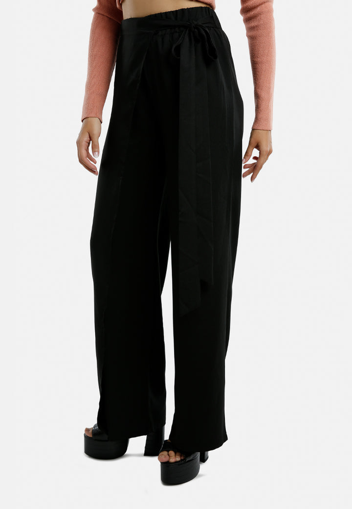 belted tie wide leg pants by ruw#color_black