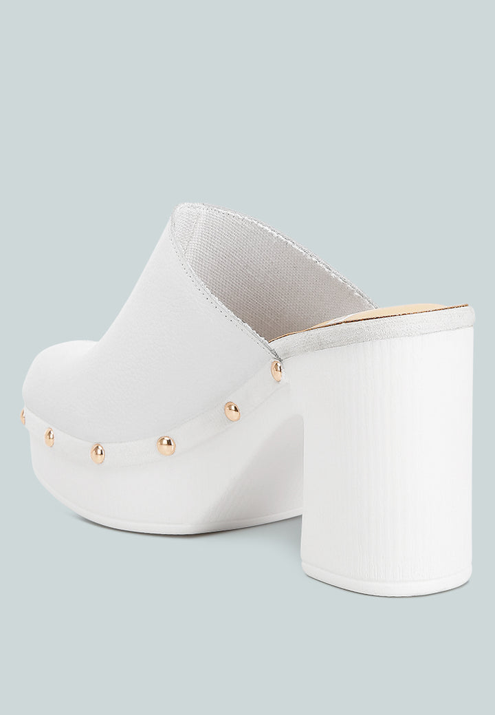 benji recycled leather clogs#color_white