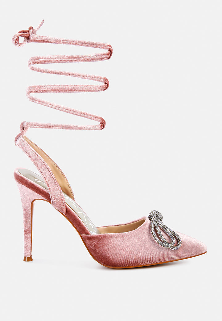 big treat rhinestone embellished lace up sandals#color_blush