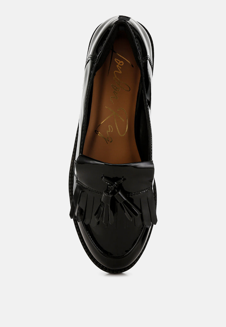 tassel faux leather loafers by ruw color_black