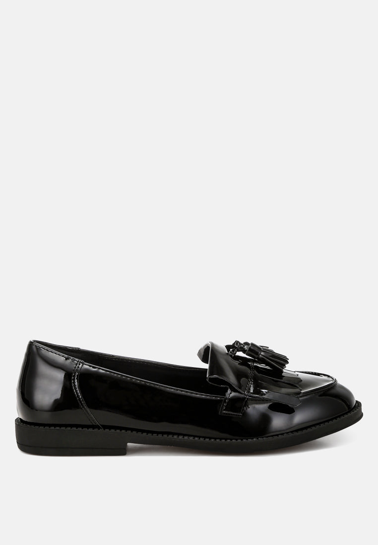 tassel faux leather loafers by ruw color_black