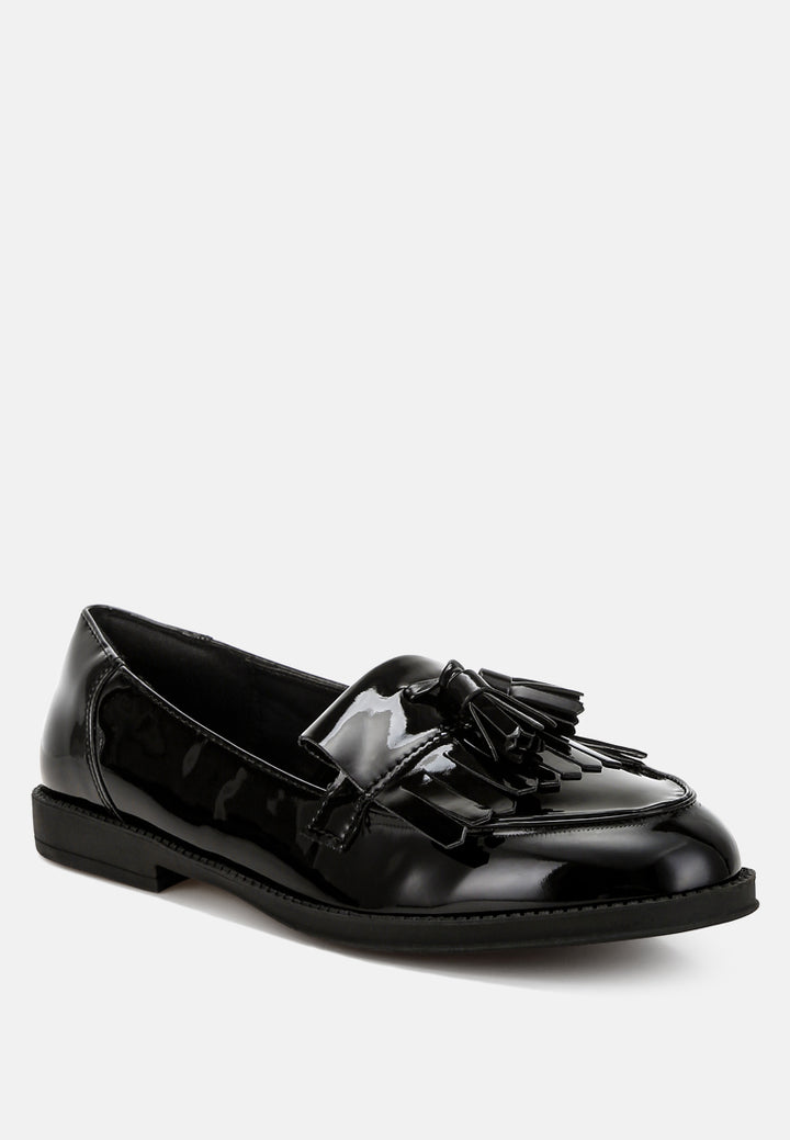 tassel faux leather loafers by ruw color_black