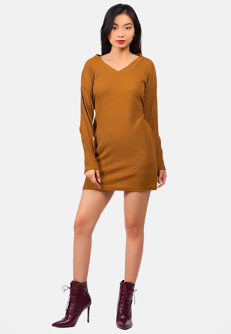 bodycon tie behind knit dress#color_taupe