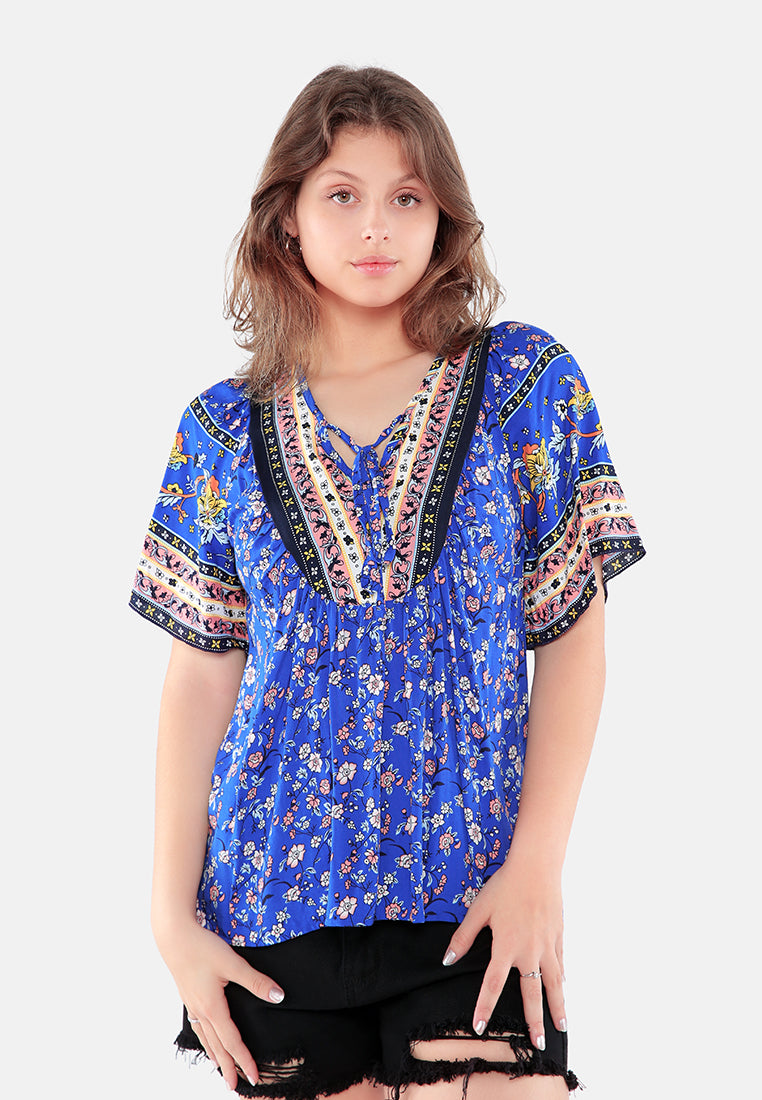 boho women's top in dark blue#color_dark-blue