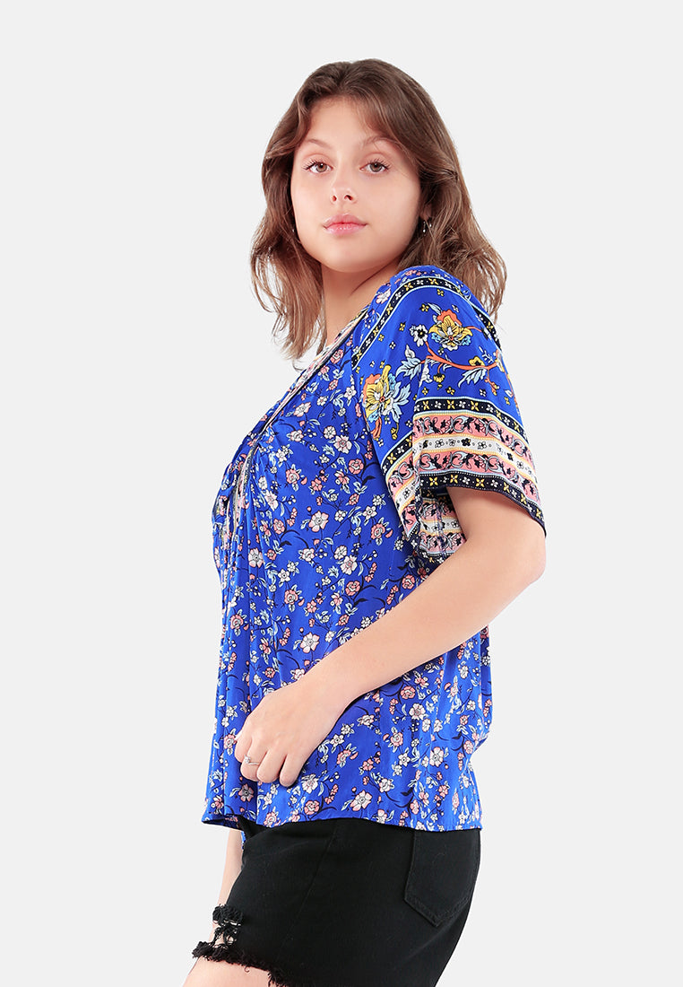 boho women's top in dark blue#color_dark-blue