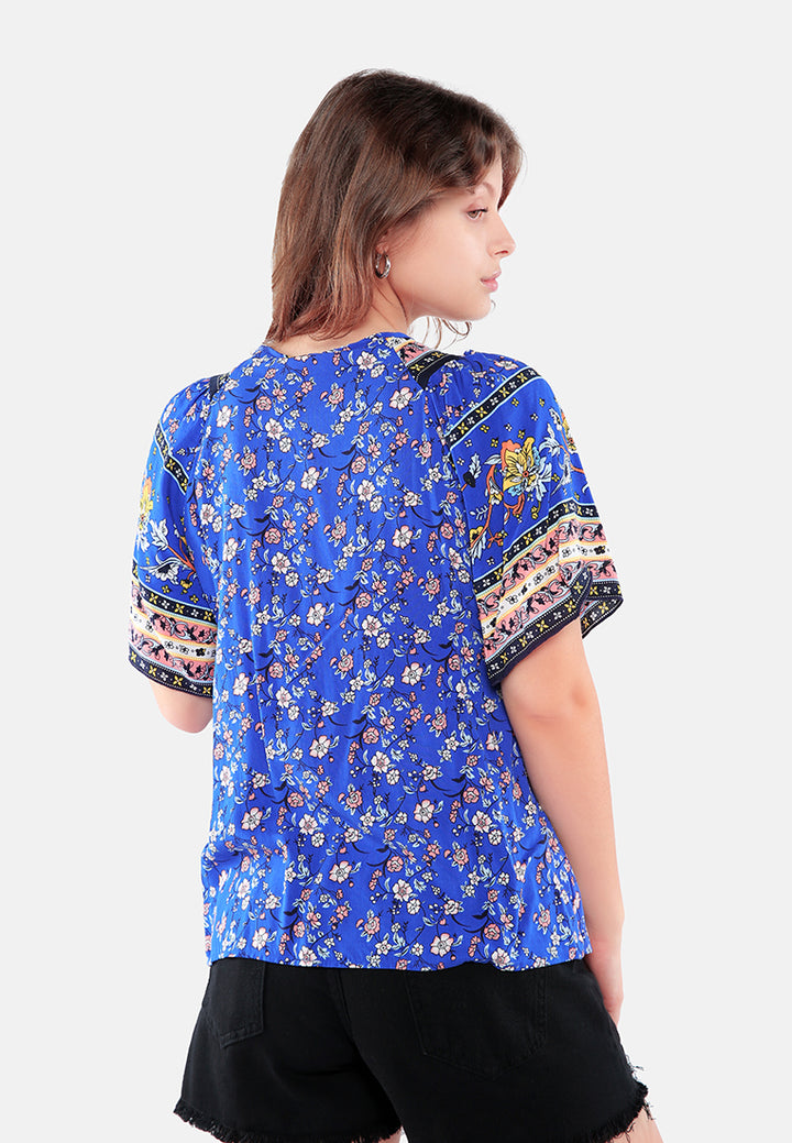 boho women's top in dark blue#color_dark-blue
