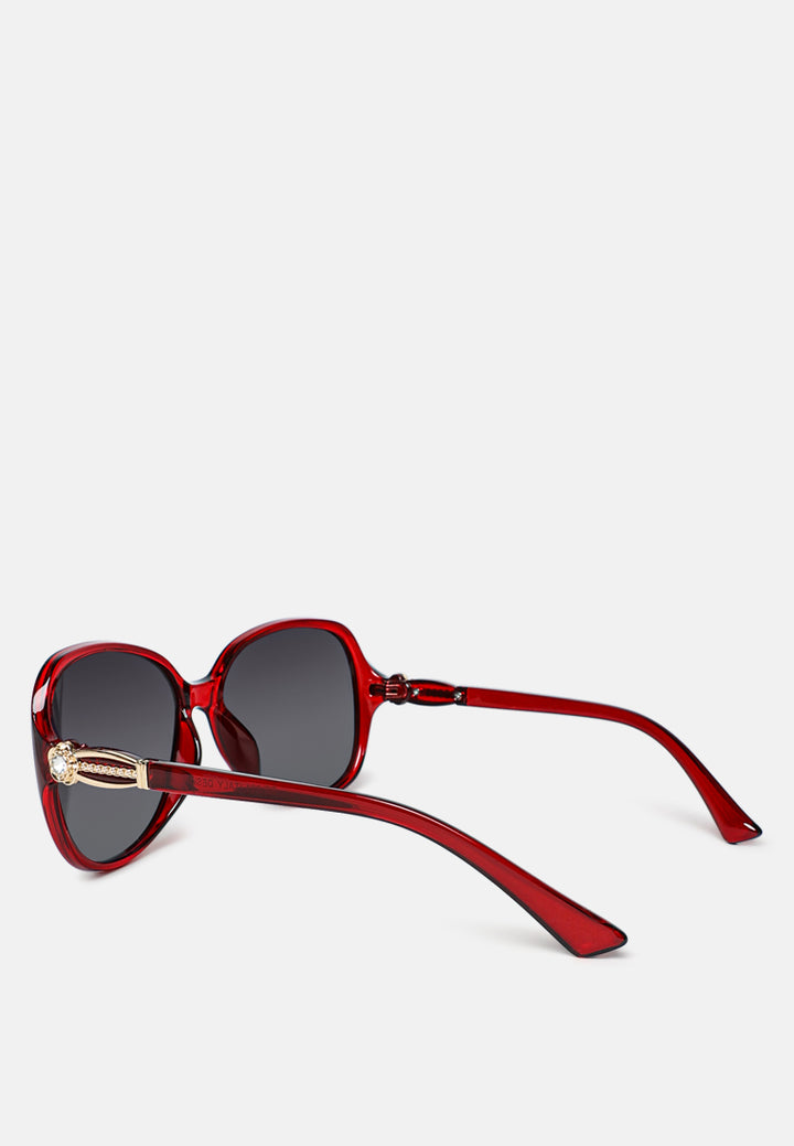 bold oval sunglasses#color_red-grey