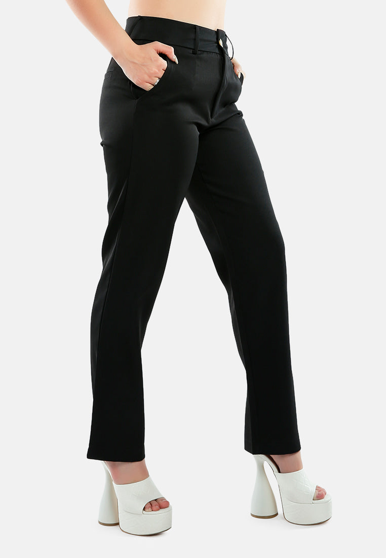 boot cut high waist pants#color_black