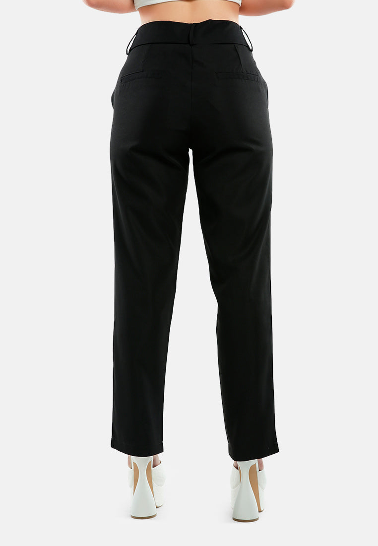 boot cut high waist pants#color_black