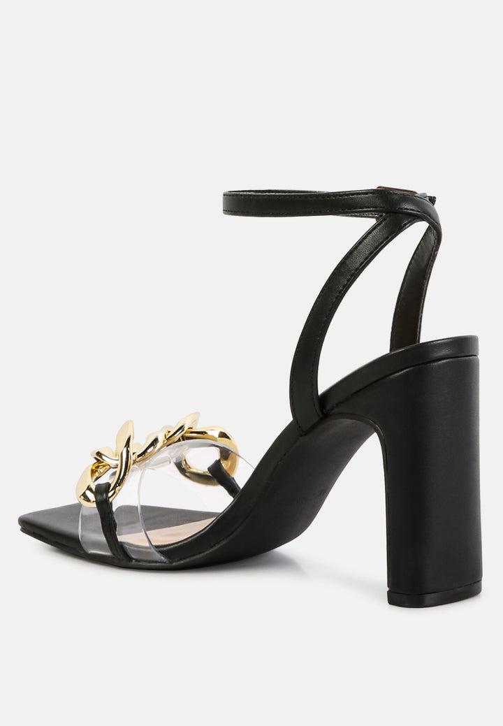 bottom kiss chain strap block heel sandals#color_black