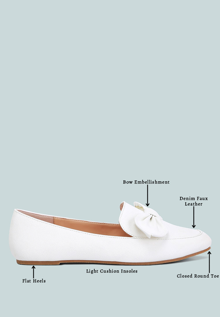 bow embellished loafers by ruw#color_off-white