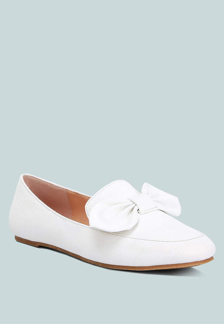 bow embellished loafers by ruw#color_off-white