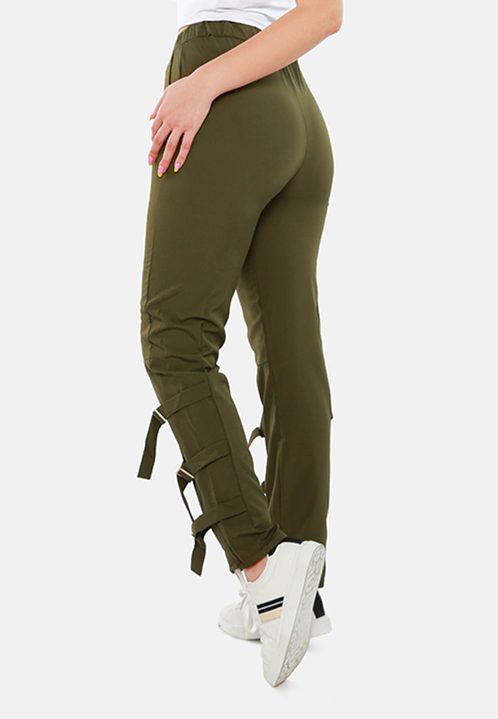 buckle hem joggers pants#color_army-green