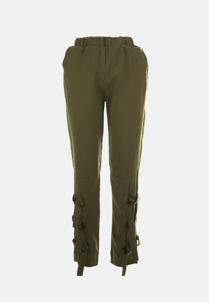 buckle hem joggers pants#color_army-green