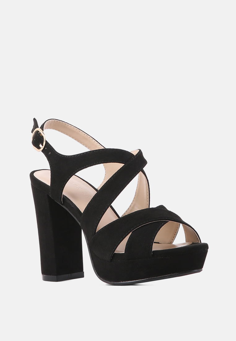 buckle strap high heel platform sandals#color_black
