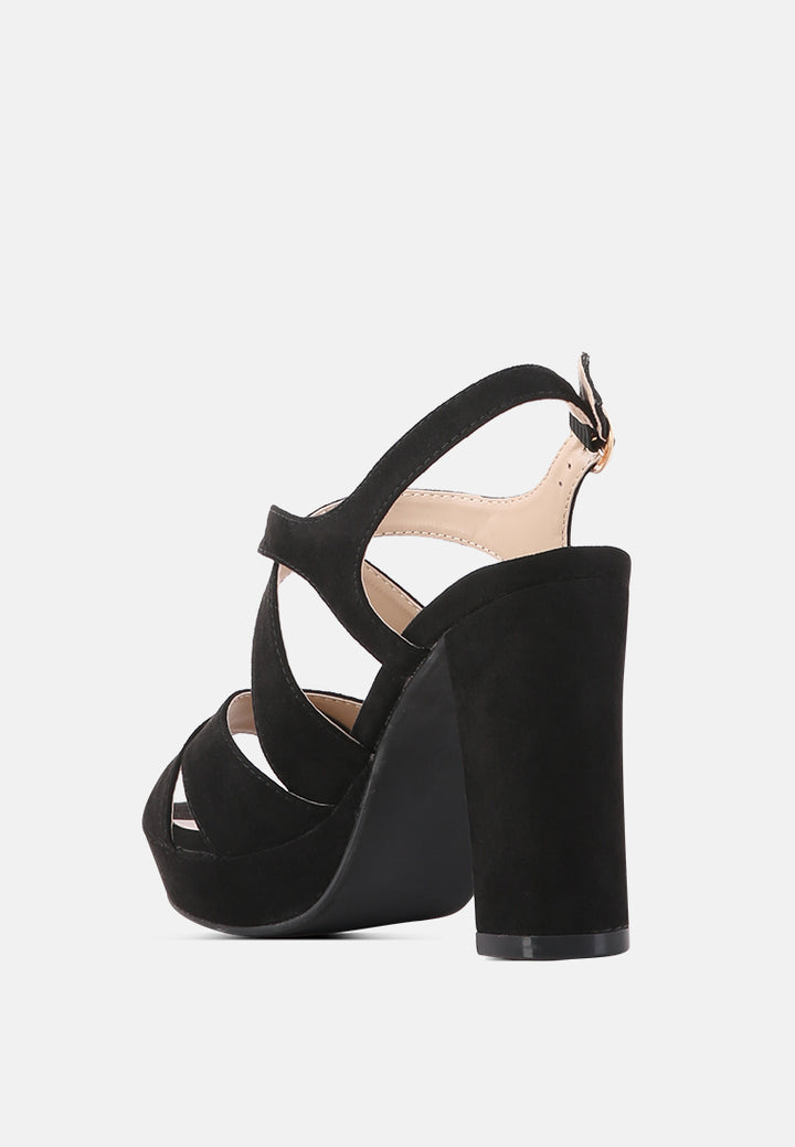 buckle strap high heel platform sandals#color_black