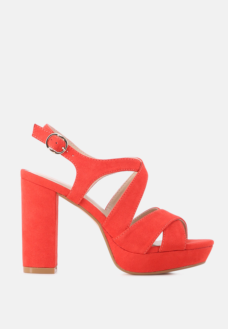 buckle strap high heel platform sandals#color_red