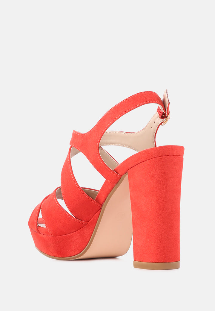 buckle strap high heel platform sandals#color_red