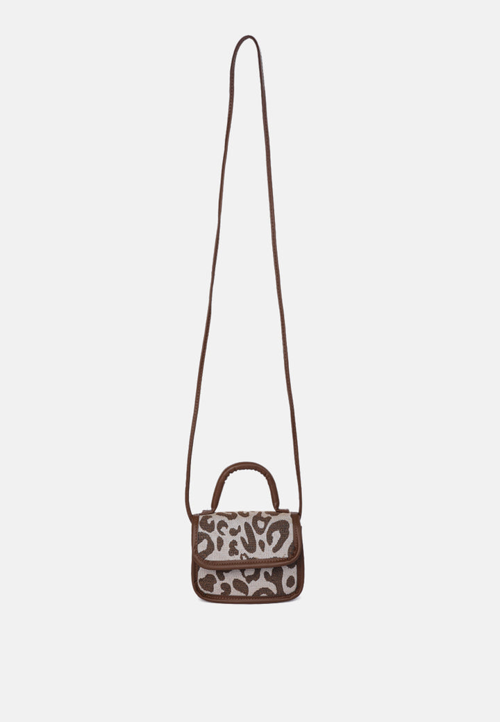 buffalo print sling bag#color_brown