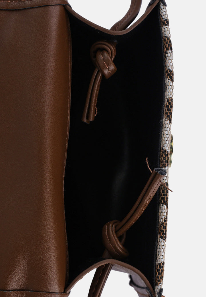 buffalo print sling bag#color_brown