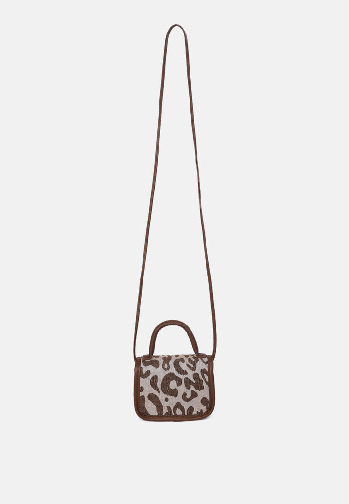 buffalo print sling bag#color_brown