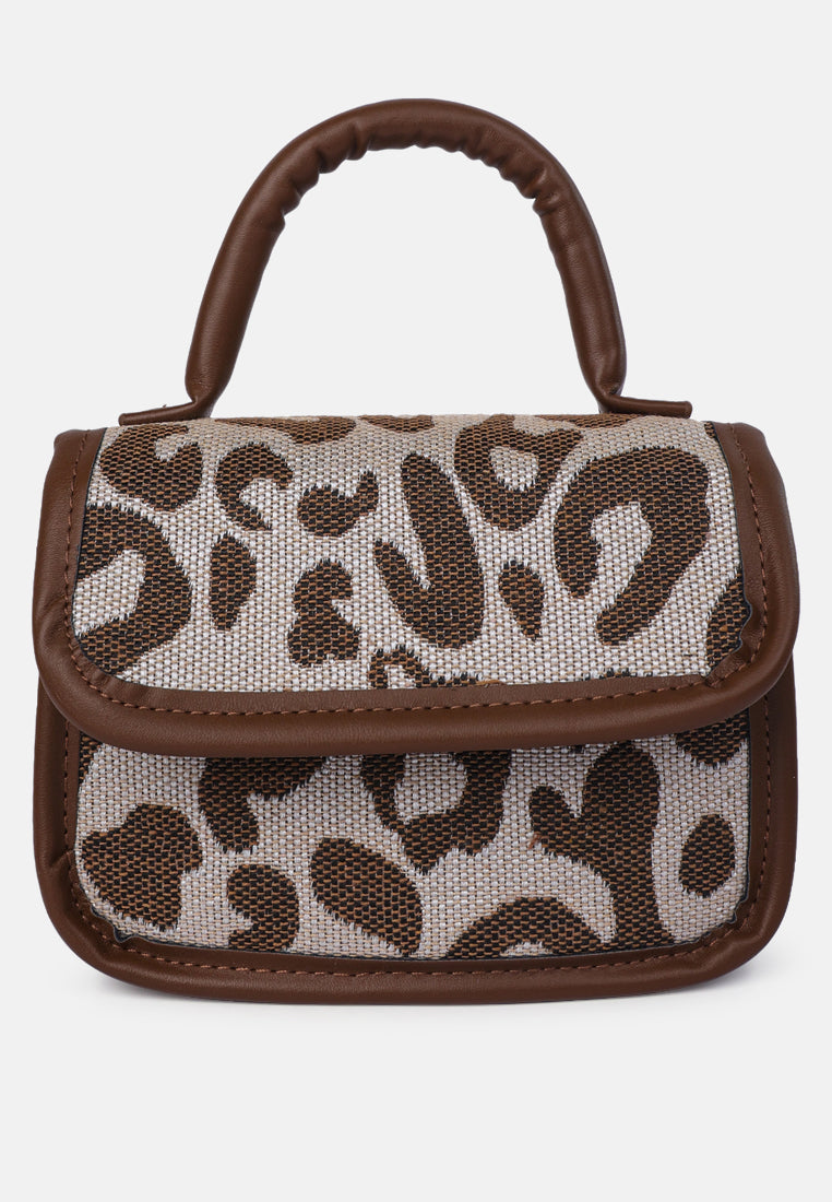 buffalo print sling bag#color_brown