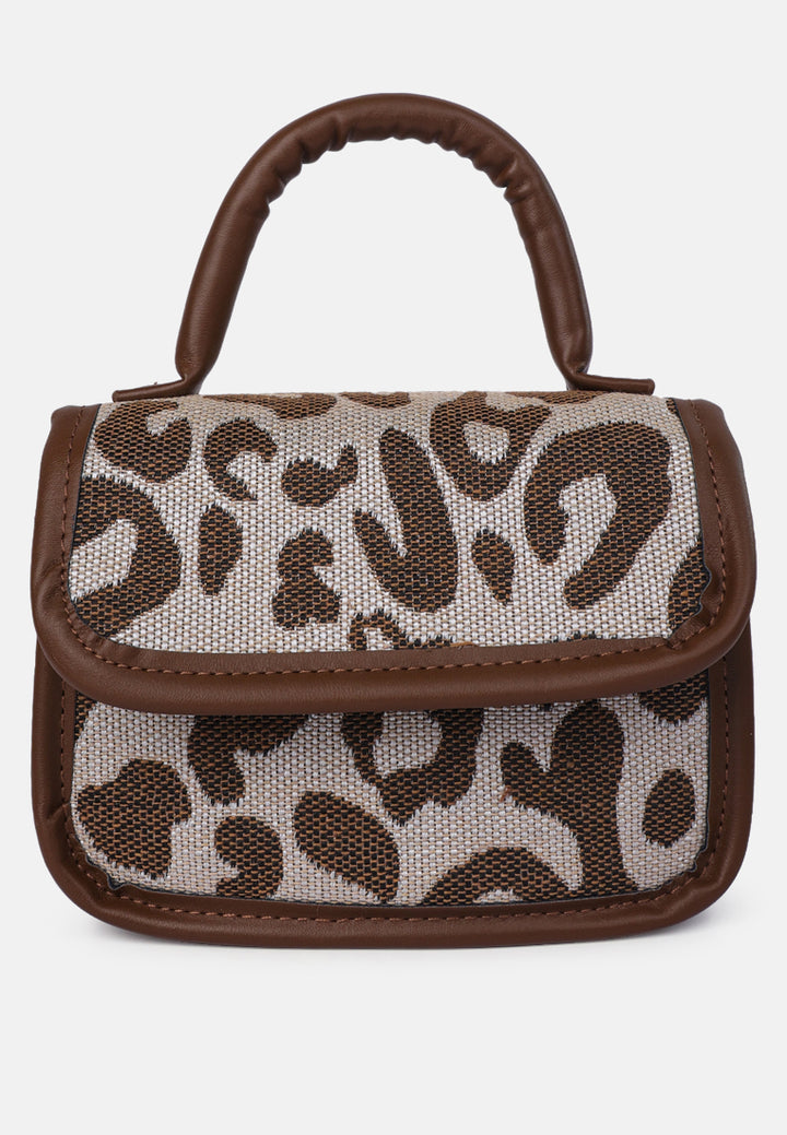 buffalo print sling bag#color_brown