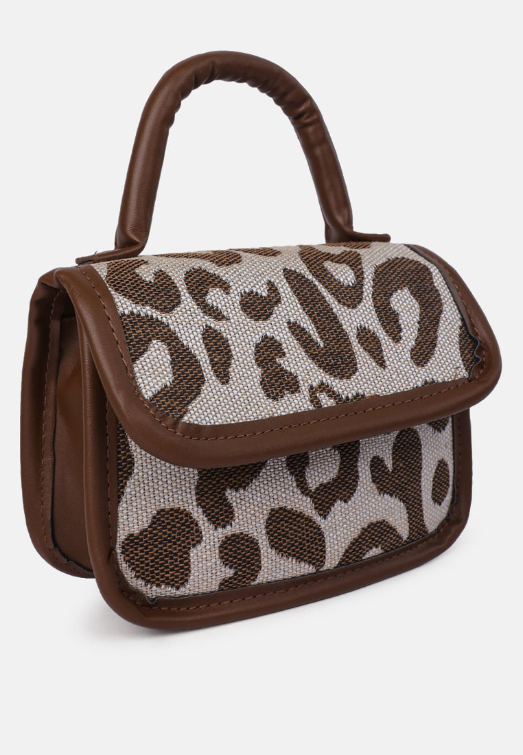 buffalo print sling bag#color_brown