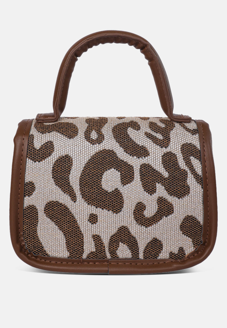 buffalo print sling bag#color_brown