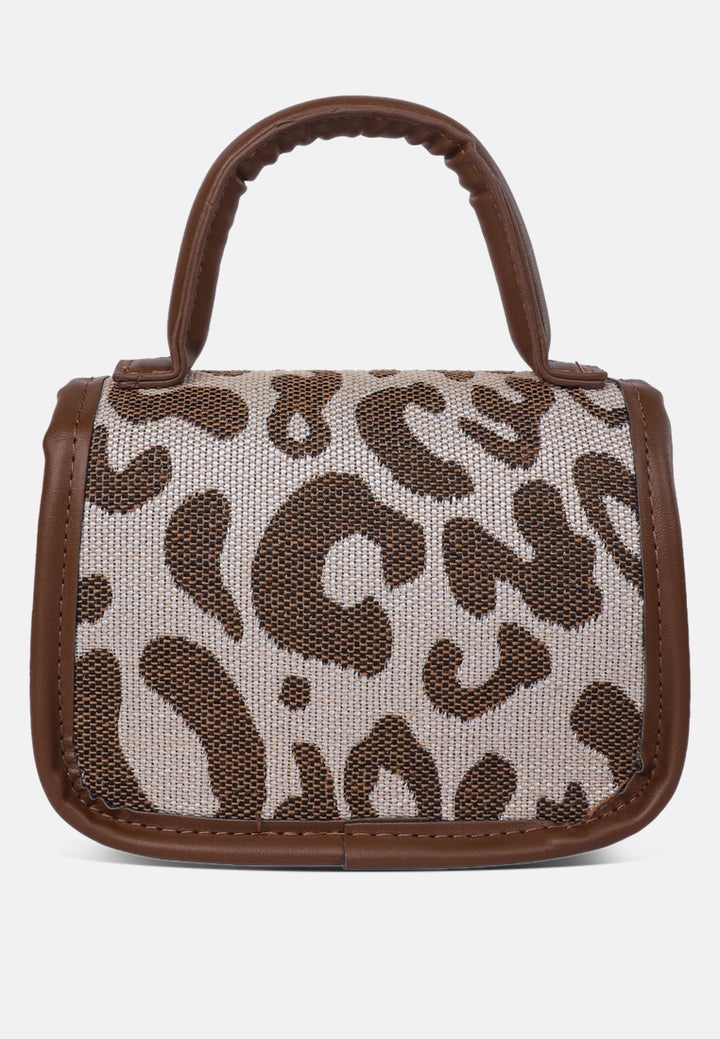 buffalo print sling bag#color_brown