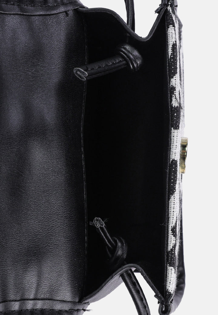 buffalo print sling bag#color_black