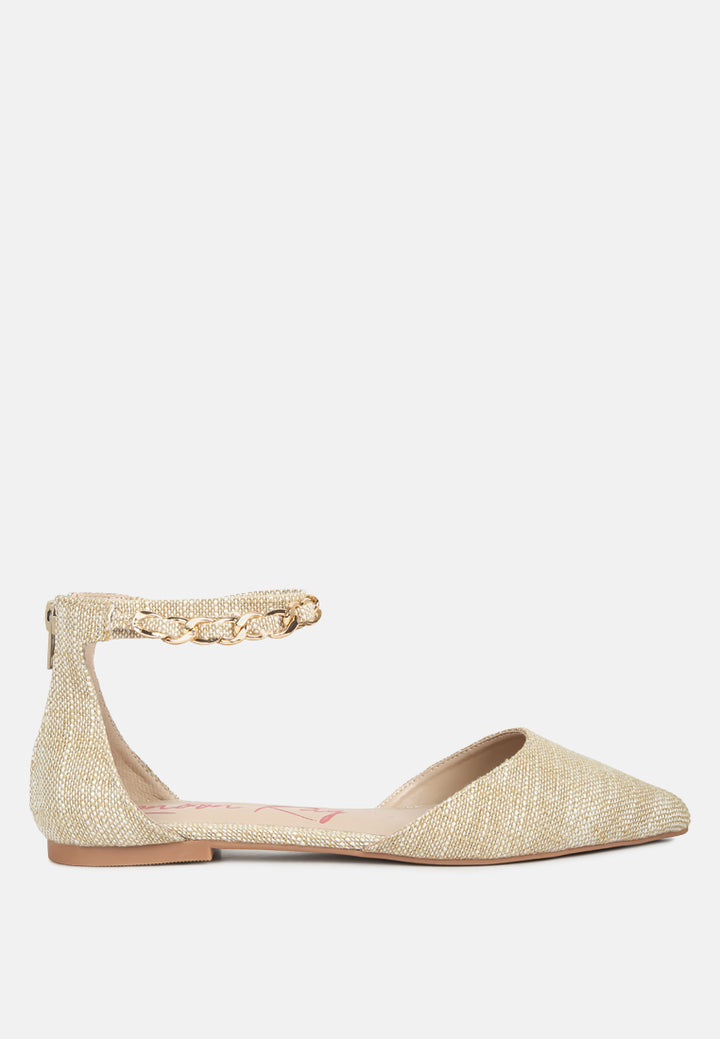 buqisi chain embellished flat sandals by ruw#color_beige