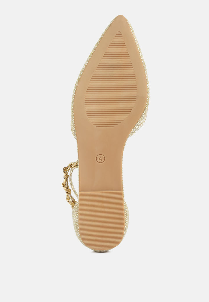 buqisi chain embellished flat sandals by ruw#color_beige