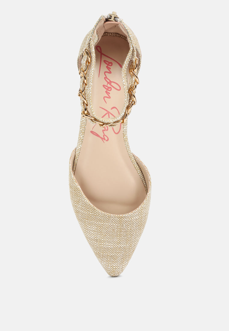 buqisi chain embellished flat sandals by ruw#color_beige