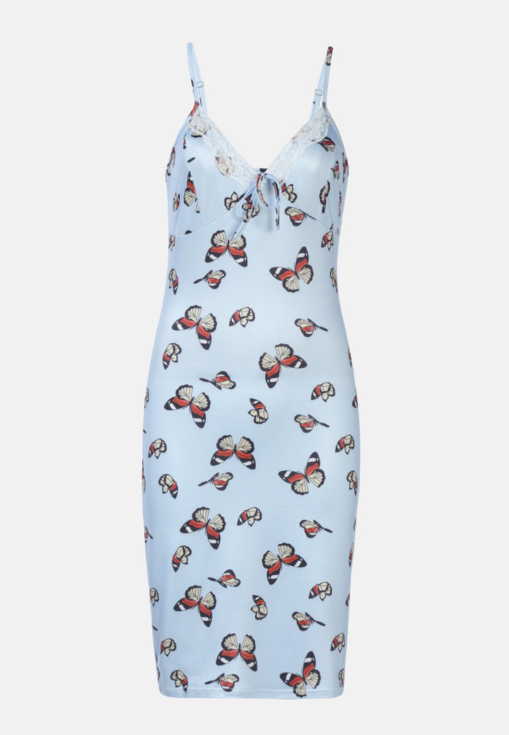 butterfly print spaghetti evening slip dress by ruw#color_blue
