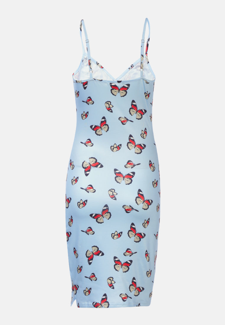 butterfly print spaghetti evening slip dress by ruw#color_blue